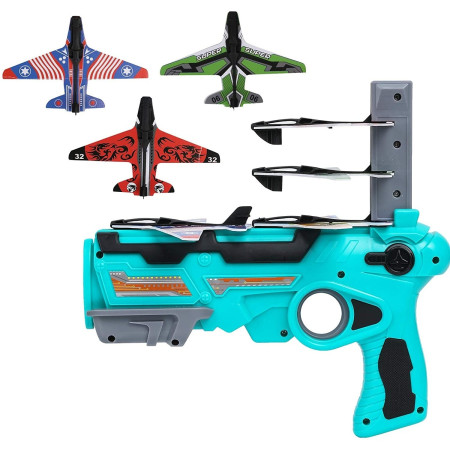Cyrax Set Arma de jucarie tip lansator de avioane, Air Battle, Turcoaz