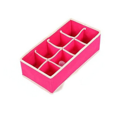 Cutie De Depozitare,  Pentru Lenjerie, Sosete Si Sutiene, Material Textil, 8 Compartimente, 32 x 16 x 10 cm, Culoare Roz
