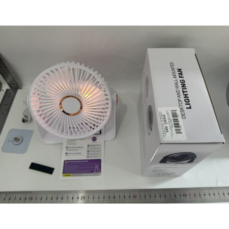 Ventilator 2in1,  de Masa/de Perete, Incarcare USB, 3.7 V, 4.5 W, 1200 mAh, 17.5 x 17 x 7.6 cm, Alb
