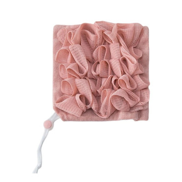 Prosop de Baie,  2in1, cu Burete din Plasa, 17 x 17 cm, Roz