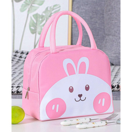 Geantă Frigorifică, Cyrax, cu Desene Animat, Portabilă pentru Copii, de Prânz, din Pânză Oxford, 22x14x19 cm, Model Iepuras, Roz