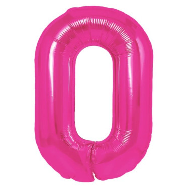 Balon din Folie Metalizata Cyrax, Figurina Cifra, Tema Aniversare 80 cm, Ambalaj Individual, Pai inclus, Umflare cu Aer sau Heliu, Roz, Cifra 0