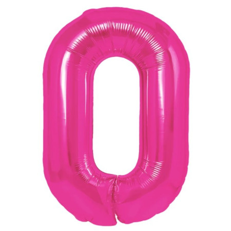 Balon din Folie Metalizata Cyrax, Figurina Cifra, Tema Aniversare 80 cm, Ambalaj Individual, Pai inclus, Umflare cu Aer sau Heliu, Roz, Cifra 0