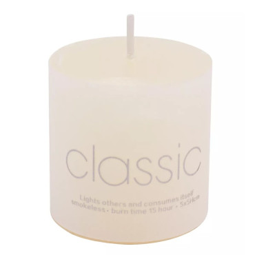 Lumanare Decorativa,  din Parafina, Cilindrica, Fara Fum si Fara Parfum, 5 x 5 cm, 90 g, Ardere 12h, Ivory Alb