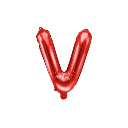 Balon Folie Metalizata Litera V, Cyrax, 40 cm, Umflati cu Heliu sau Aer, Ambalaj Individual, Pai inclus, Rosu