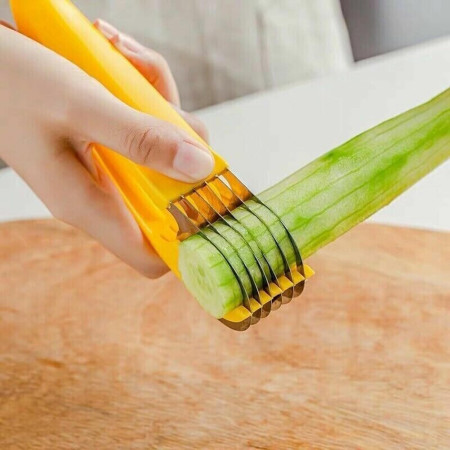 Feliator pentru Alimente, Cyrax, Accesoriu pentru Bucatarie, Cutit pentru Legume si Fructe, Model Banana, Ergonomic, 17.5x5x4 cm, Galben