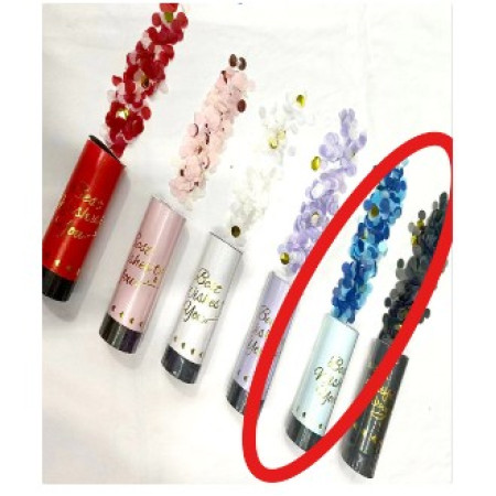 Tun de Confetti, Cyrax, Best Wishes 11 x 4 cm, Model Buline din Hartie si Folie, Albastru