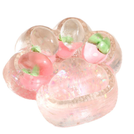 Jucarie Antistres Squishy, Cyrax, cu Revenire Lenta, Model Cat Paw, Squeeze Pinch Family, 6.5 x 7 cm, din Tpr, 4-6 Ani, Model 3 Legume, Transparent