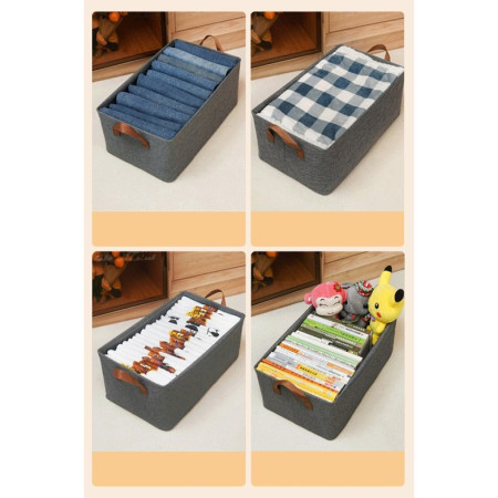 Cutie de Depozitare Tip Cos,  Material Textil, Pliabila, 47x30x25 cm, 35 l, Cadru Metalic, cu Manere, Gri