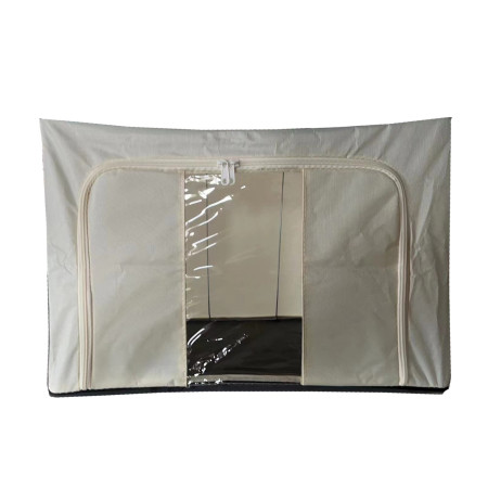 Cutie de depozitare Pliabila,  Cadru Metalic, cu fermoar, 100 L, material Textil, 60 x 42 x 40 cm, suport de baza din plastic stabil, Bej