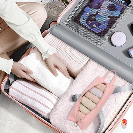 Geanta de Depozitare, Cyrax, Pentru Haine Mici, Lenjerie, Sosete, Cosmetice, Impermeabila, cu Maner, 10x20x3 cm, Roz