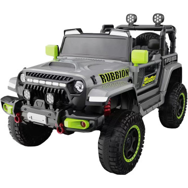 Masina Electrica pentru Copii, Cyrax, Off-Road, Conectare Bluetooth, telecomanda, Tractiune Spate, Lumina Intermitenta, Baterie 12V 7Ah, 120 x 63 x 68cm, Gri
