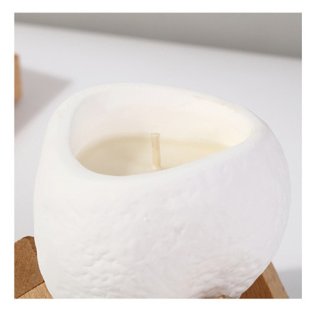 Lumanare Parfumata,  Model Abstract, Aroma de Ploaie Osmanthus, din Ceara de Soia, 8 x 5.5 x 6 cm, Alb