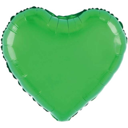 Balon din Folie Metalizata, Cyrax, Figurina Inimioara, Model Simplu, Tematica Iubire, 40 cm, Ambalaj Individual, Pai Inclus, Umflare cu Aer sau Heliu, Verde