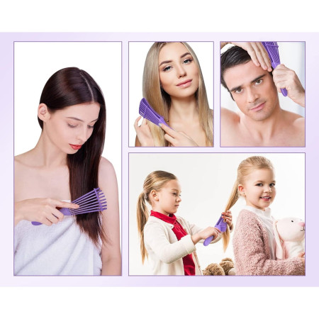 Perie Flexibila, Cyrax, pentru Descurcat Par Cret/Umed si Uscat, 8 Brate Mobile, din TPE, 24.5 x 4.5 x 2 cm, Mov