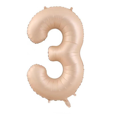 Balon din Folie Metalizata, Cyrax, Figurina Cifra, Model 3, Tema Aniversare 100 cm, Ambalaj Individual, Pai Inclus, Umflare cu Aer sau Heliu, Crem