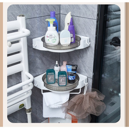 Suport Depozitare,  din Plastic, Rotativ 360 grade, Montare fara Perforatii, pentru Baie/Bucatarie, Gri