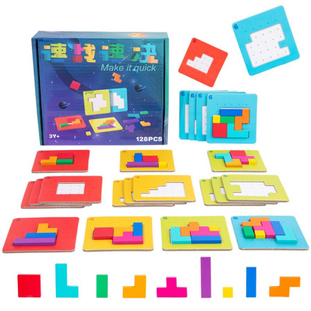 Joc Interactiv, Cyrax, Tip Puzzle, din Lemn, +3 Ani, 128 Piese, 15 x 17 x 3.5 cm, Multicolor