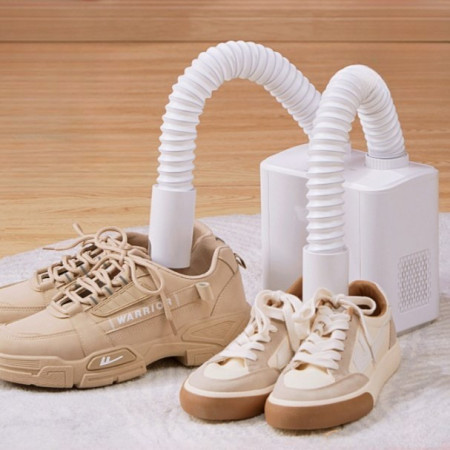 Uscator Electric de Pantofi,  Suflanta cu Aer Cald, Reglabil, Silentios, Tensiune 220V, Doua Capete, 38x18x11cm, Alb