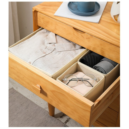 Organizator pentru Sertar,  3 Marimi, pentru Lenjerie, Tricouri, Sosete, 6 Piese, Pliabil, Stivuibil, din Tesatura, Gri