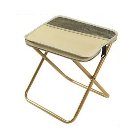 Scaun Taburet Pliabil pentru Camping,  pentru Adulti, Scaun Portabil, Pescuit, din Panza Oxford si Cadru Metalic, Mic 26 x 24 x 24 cm, Bej