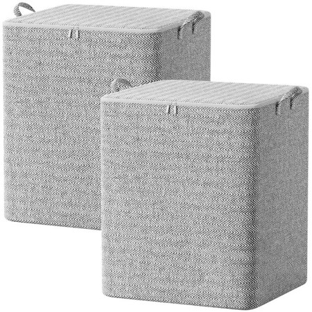 Cutie de Depozitare cu Fermoar,  Pliabila, Maner Ranforsat, Fermoar Rezistent, pentru Haine, Paturi, Plapumi, Perne, Lenjerii de Pat, Jucarii, 61x50x71 cm, 210 Litri, Gri