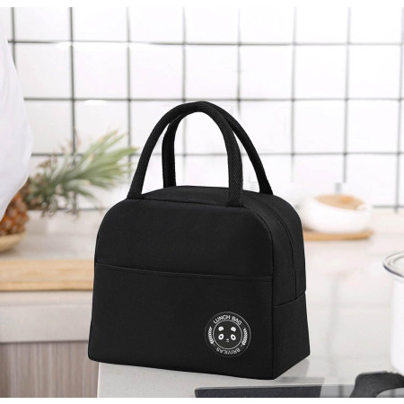 Geanta Termica pentru Pranz, Cyrax, Multifunctionala, Compartimentata, Impermeabila, cu Manere, Buzunar Exterior, 22x14x19 cm, Negru