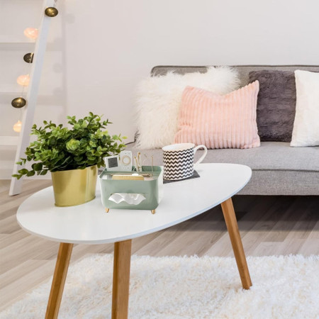 Suport pentru Servetele,  Cutie Multifunctionala, Design Minimalist, ABS, cu Suport pentru Obiectele Personale, pentru Birou, 21x15x13 cm, Verde