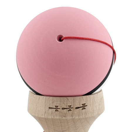Kendama X Originala, Profesionala, Cyrax, Cupe Mari KING SIZE V3, Rubber Grip, Gaura in Baza, Rulment Metalic, din lemn 18 cm, Ata 62/65 cm, S Bicolor Roz/Alb