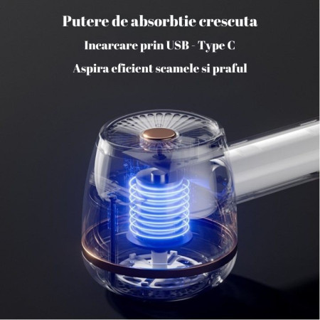 Aparat Pentru Curatat Scame, Par Si Praf,  Pentru Diferite Tipuri De Material, Cu Lame Din Otel Inoxidabil, Incarcare Prin USB Type-C, Cu Perie De Curatare, Cablu USB Si Stick Cu Lipici Incluse, Verde, 220 x 86 mm