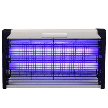 Lampa Electrica Anti Insecte,  Lumina Neon, 2 tuburi cu putere de 40W, Suspensie Perete, Carcasa din Plastic Metalica, 64 x 25 x 6 cm, Alb Negru