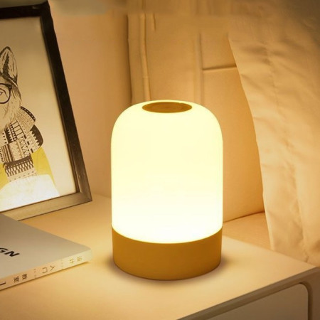 Lampa LED Reincarcabila,  Control tactil, Lumina in 3 culori albe, Lampa pentru Dormitor, 16 Culori RGB, Lumina de Noapte in Camera Copiilor, 11 x 8 x 8 cm, Alb