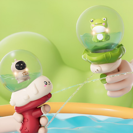 Pistol cu Apa pentru Copii, Cyrax, Multifunctional, Capacitate 250 mL, Model Broscuta, 15.6x8x8.6 cm, ABS, Verde