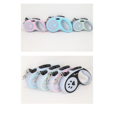 Lesa Automata Retractabila,  pentru Caini, 3m, 20 kg, ABS, Gri/Bleu, 8x12x4 cm