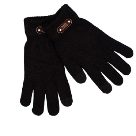 Manusi de Barbat,  Model Tricotat, Functie Touchscreen (ecran tactil), Material Acril, Manseta Elastica, Interior Catifelat, Marime Universala, Negru