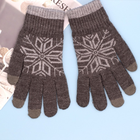 Manusi de Barbat,  Model Fulg, Functie Touchscreen (ecran tactil), Material Acril Tricotat, Manseta Elastica, Interior Catifelat, Marime Universala, Gri