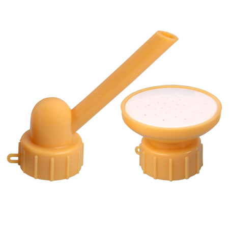 Set 2 capace de sticla pentru irigat florile  stropitoare si teava, practic si usor de utilizat, portabil, reutilizabil, 8 x 7.5 cm, galben