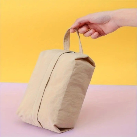 Geanta de Depozitare, Cyrax, Pentru Haine Mici, Lenjerie, Sosete, Cosmetice, Impermeabila, cu Maner, 10x20x3 cm, Crem