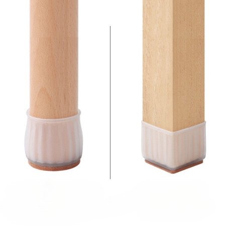 Set 16 Protectii pentru Picioare Scaun si Podea,  Universale din Silicon, Model Patrat, Alb Transparent