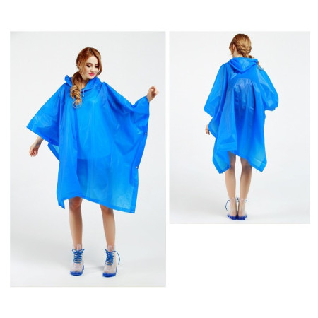 Pelerina de Ploaie,  pentru Adulti, EVA, Tip Poncho, Impermeabila, Rezistenta la Vant, Capse Laterale, 160 g, Albastru