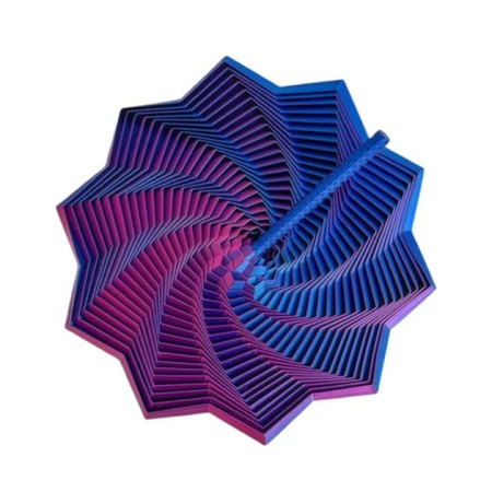 Jucarie Decompresie, Cyrax, Model Stea 3D, DuoChrome, Maner Spirala, Turn Magic Geometric, Multiple Forme, Anti-stress, 11 cm, Albastru/Violet