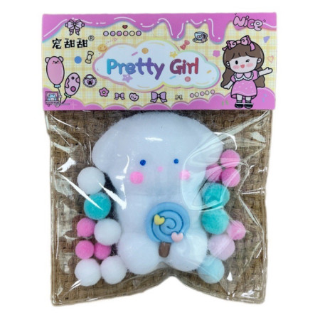 Jucarie Antistres Squishy, Cyrax, cu Revenire Lenta, Squeeze Pretty Girl, Model Animalut, Ambalaj Transparent, Alb