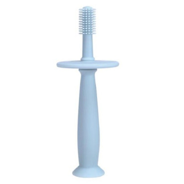 Periuta de Dinti din Silicon pentru Bebelusi, Cyrax, fara BPA, 360 Grade, Bariera Anti-Inghitire, Maner Ergonomic, 12.5 x 15 cm, Albastru