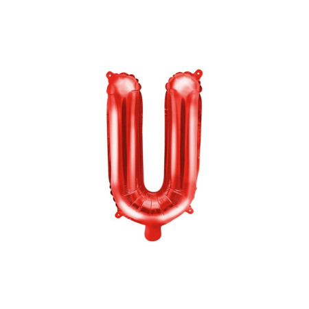 Balon Folie Metalizata Litera U, Cyrax, 40 cm, Umflati cu Heliu sau Aer, Ambalaj Individual, Pai inclus, Rosu