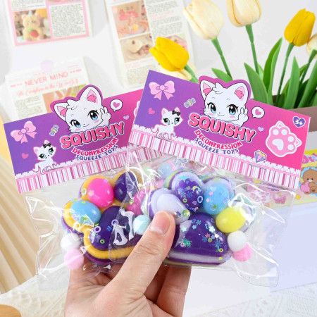 Jucarie Antistres Squishy, Cyrax, Labuta de Pisica Squeeze Toys, cu Revenire Lenta, 7.5 cm, Model 270513, Multicolor