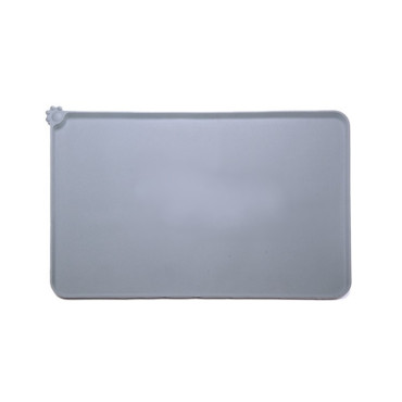 Covoras din silicon pentru animale  pentru bol de apa si mancare, antiderapant, margini ridicate pentru a mentine apa, 48.5x30 cm, Gri