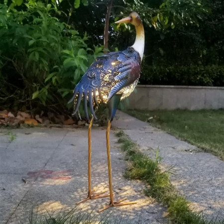 Decoratiune de Gradina cu Lampa solara,  Model Pasare, Iluminare Led si Incarcare Solara, 57 x 32 x 17 cm, pentru Exterior, Multicolor