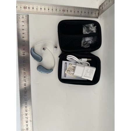 Aparat auditiv retroauricular BTE Reincarcabil, Cyrax, Set 2 bucati Stinga Dreapta, Standard European, Aparat auditiv Cu incarcator, Aparat pentru Auz, 12 x 8.5 x 4 cm, 89 g, Albastru