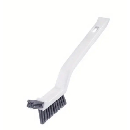 Perie 3in1 de Curatat Podele si Rosturi,  Lungime Maner 28 cm, Peri din PP, Otel si Plastic, Cleste pentru Scame si Par Inclus, Alb