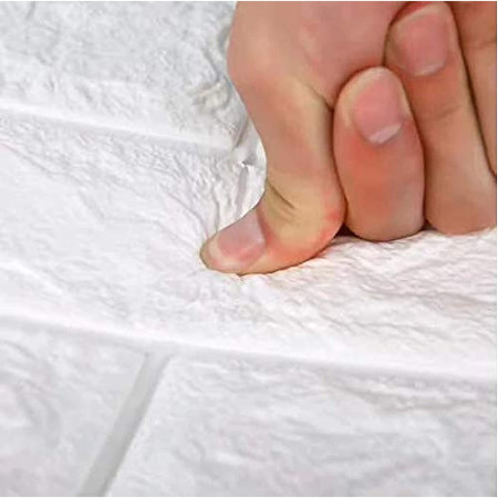 Set 10 Placi Tapet 3D,  70 x 77 cm, Grosime 3 mm, din Polietilena, Model Caramida, Suprafata acoperita 5.3 mp, Alb